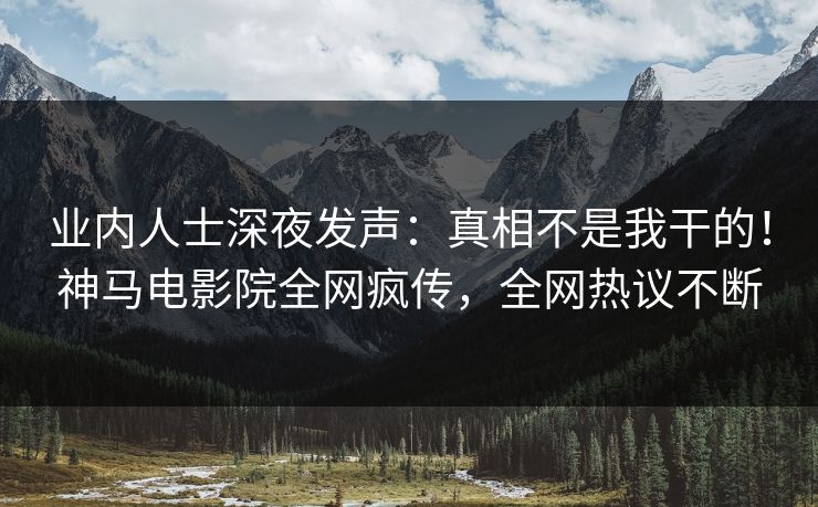 业内人士深夜发声：真相不是我干的！神马电影院全网疯传，全网热议不断