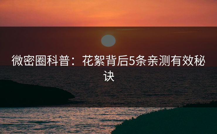 微密圈科普：花絮背后5条亲测有效秘诀