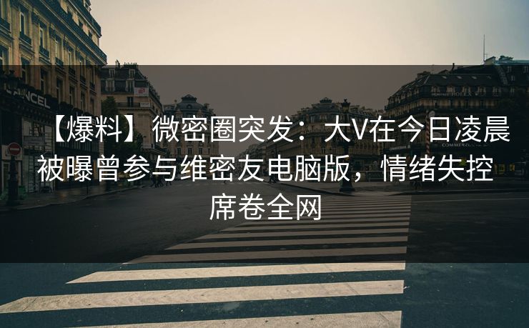 【爆料】微密圈突发：大V在今日凌晨被曝曾参与维密友电脑版，情绪失控席卷全网