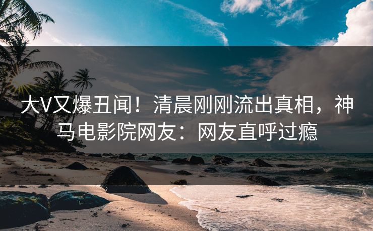 大V又爆丑闻！清晨刚刚流出真相，神马电影院网友：网友直呼过瘾