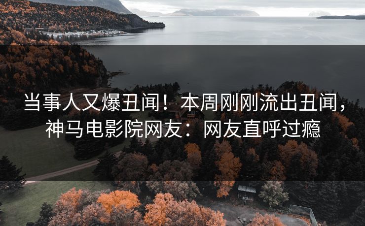 当事人又爆丑闻！本周刚刚流出丑闻，神马电影院网友：网友直呼过瘾
